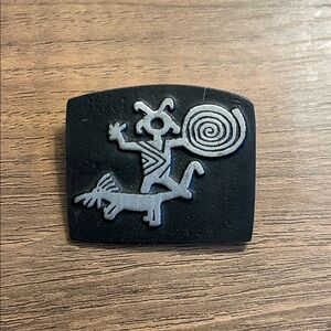 Black and Silver Rectangular Pin Brooch